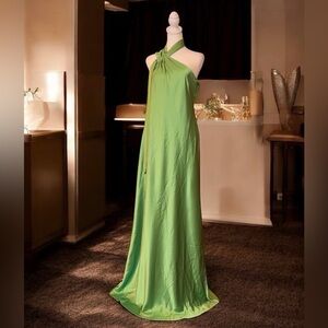 Galvan London Ushuaia Satin Tieneck Gown